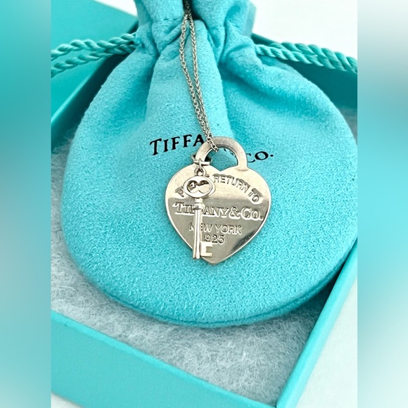 Tiffany & Co. Jewelry - Tiffany & Co. Silver Heart Tag with Key Pendant Necklace